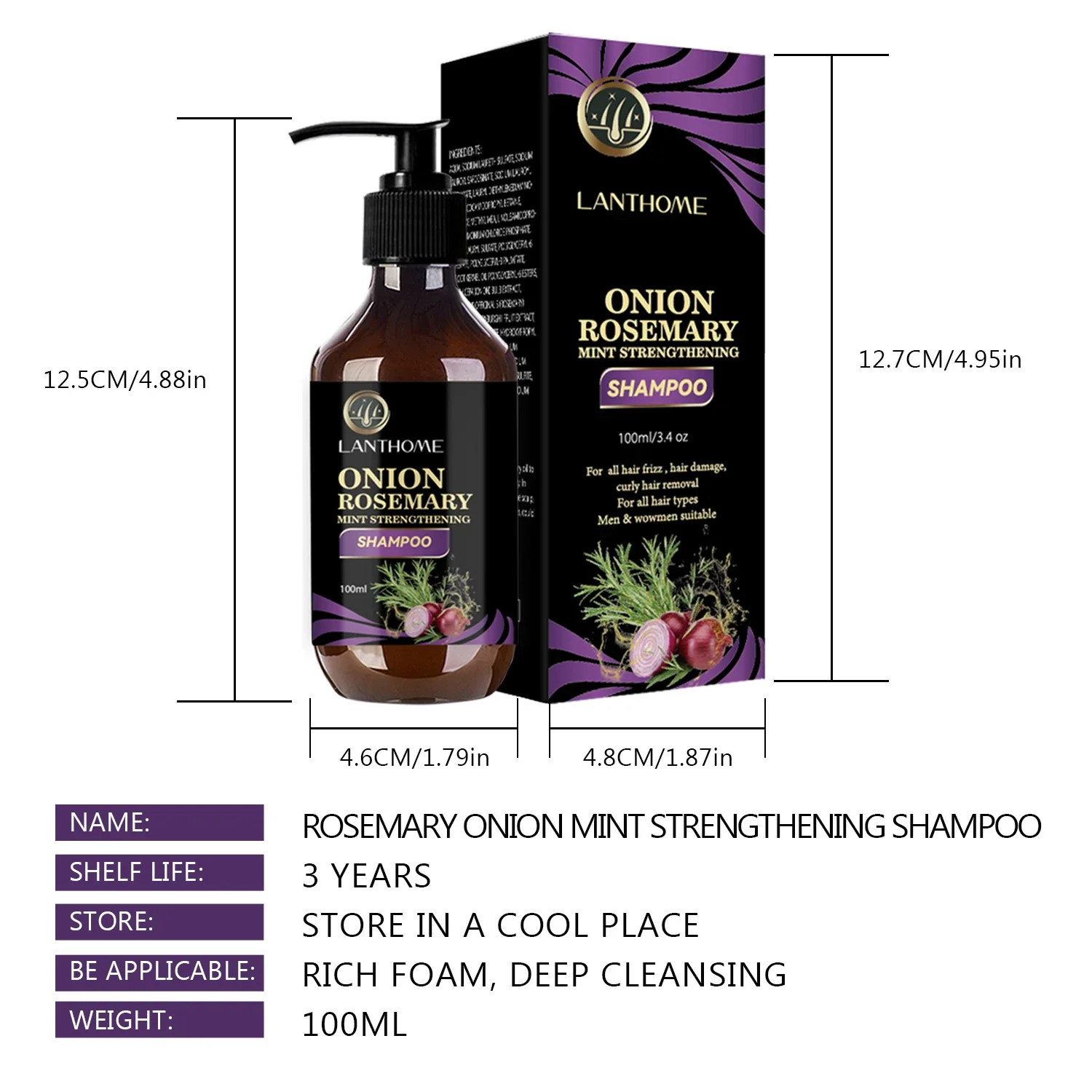 Onion Hair Shampoo For Fast Hair Growth Anti Hair Loss Effective Within 7 Day Rosemary Onion Hair Regrowth Shampoo For Women Men - Image 6