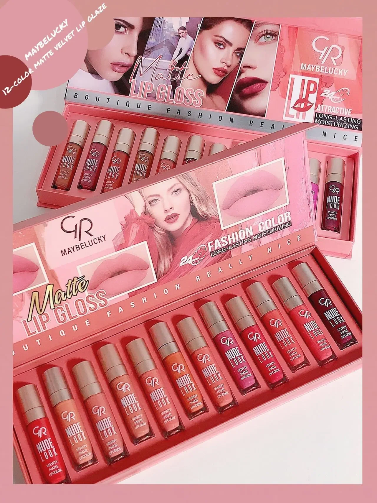 New 12PCS Lip Glaze Set Matte Mist Velvet Lip Gloss Set Long-Lasting Non-Stick Cup Non-Fading Lipstick Nude Liquid Lipstick Set - Image 2