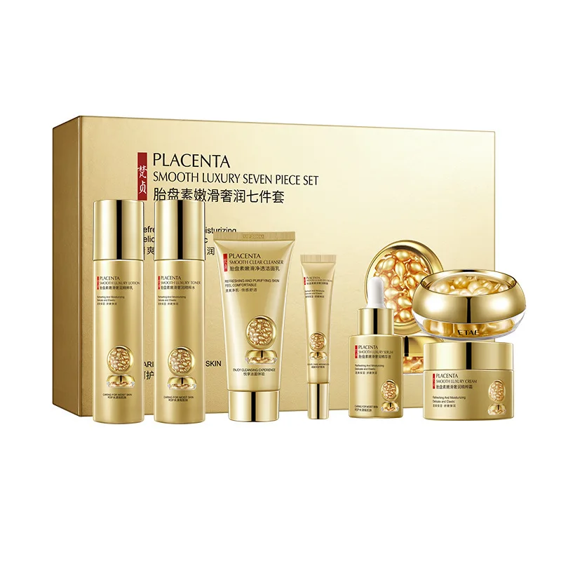Skin Care Set Face Toner Emulsion Eye Cream Placenta Anti-Aging Serum Reduce Saging Wrinkles Facial Cleanser Kit 7Pcs Boxed - Image 6