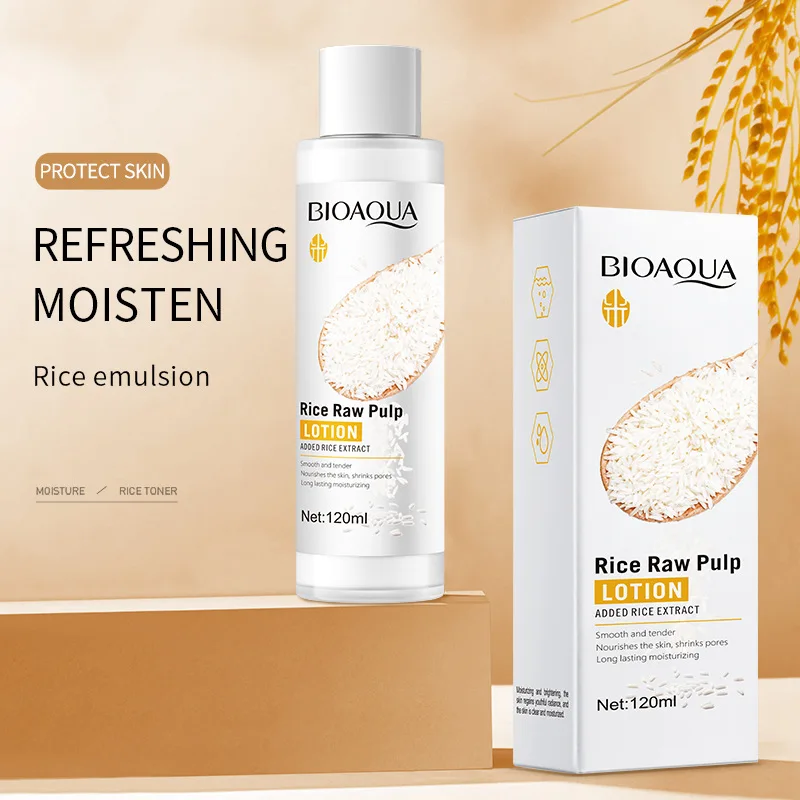 BIOAQUA 6pcs/set Rice Raw Pulp Skin Care Sets Face Cream Serum Anti wrinkle Moisturizing Facial Cleanser Toner Korean Face Care - Image 5